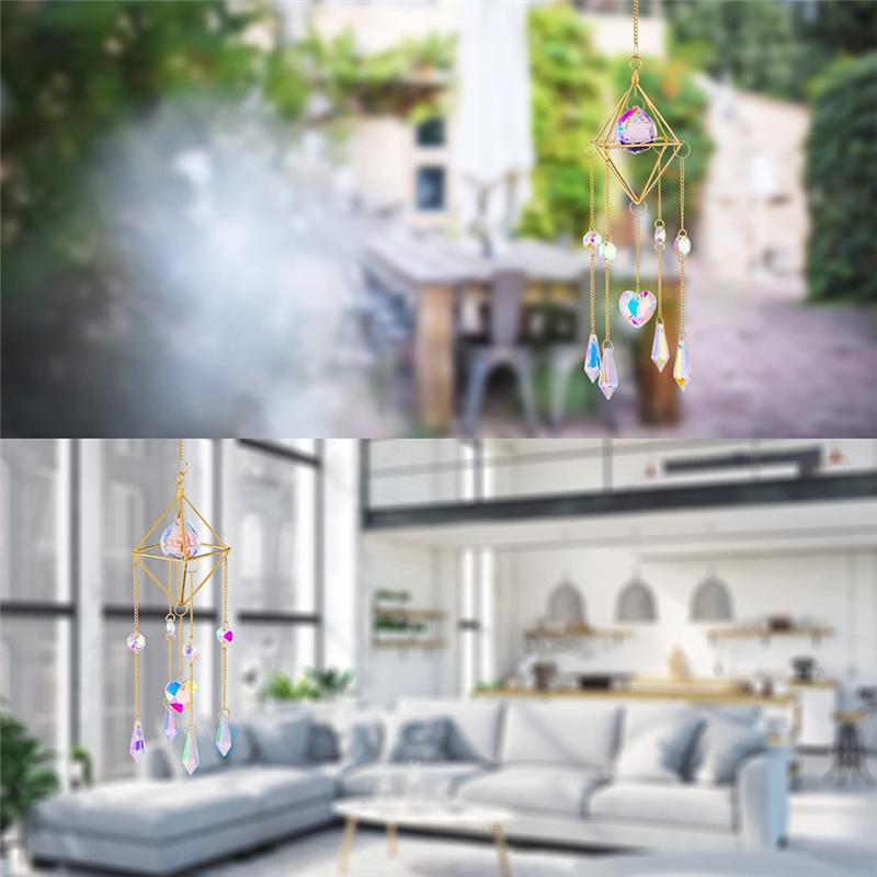 Garden Wind Chimes Colorful Prisms Windows Decor Garden Wind Chimes With Chain Pendant For Wedding Decorations