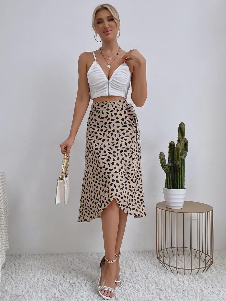 Women's European and American INS Casual Polka Dot Slit Skirt - Versatile and Trendy