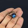 Голубой дурной глаз драгоценный камень медная проволока обернутый ювелирное кольцо ручной работы подарок для нее