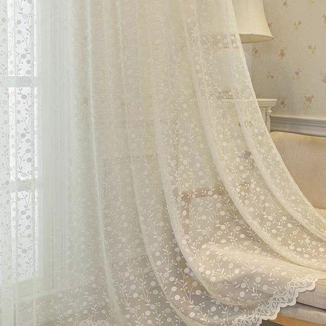 Легкая роскошная газовая занавеска для гостиной, балкона, спальни, оконный экран, вышивка, белая пряжа, современный стиль