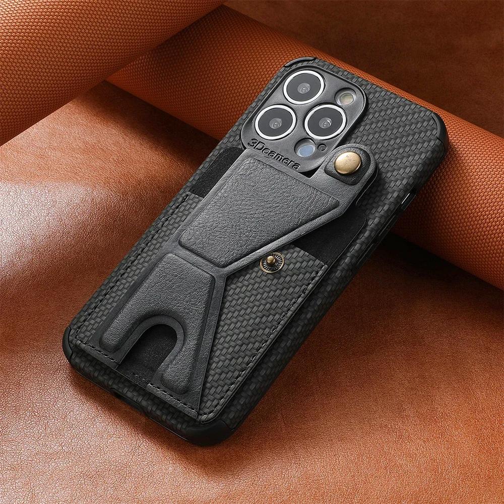 Carbon Fiber Leather Case For Xiaomi 15 14T Poco X6 X5 Redmi 14C 13C 12C Redmi Note 13 Pro Plus 11 11S Card Holder Phone Cover