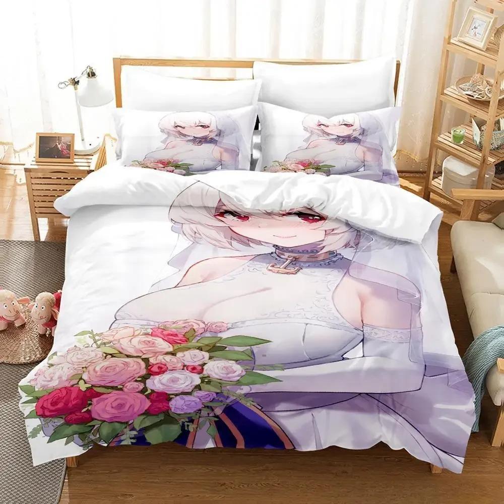 Сексуальный набор постельного белья Azur Lane Sirius 3D-печать Мультяшный Аниме Пододеяльник Взрослый Ребенок Спальня Игровая Девочка