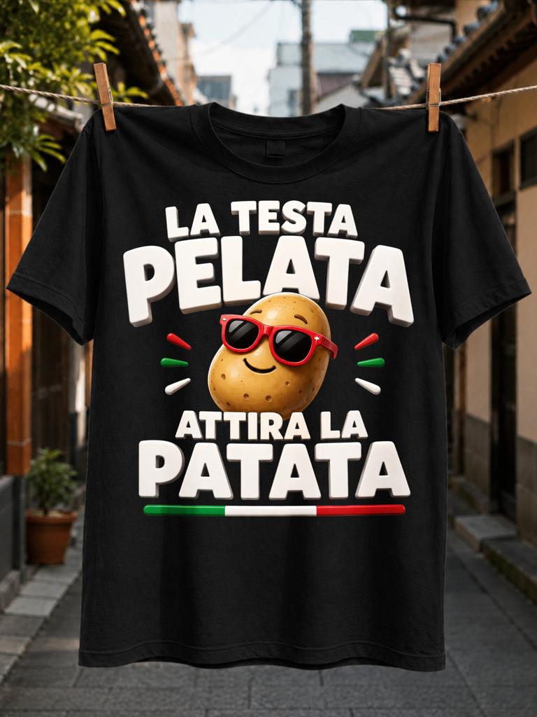 Italian Bald Potato Tricolor Tee Potato Italian Pun Phrase And Green Red Accent Bar Food Joke Unisex All TShirt