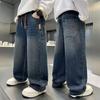 Spring Autumn Teenage Boys Jeans Fashion Loose Straight Denim Pants For 4-14 Years Kids Casual Clothes Children Outdoor Trousers