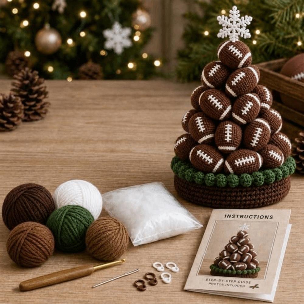 Multi-layered Crochet Christmas Tree Kit Sports Ball Christmas Tree Material Kit Home Decoration