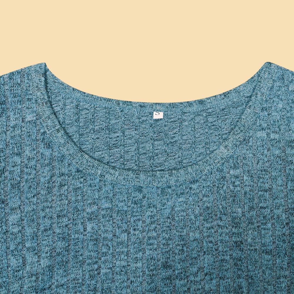 GMXIA Женские модные повседневные однотонные блузки и рубашки с круглым вырезом и длинным рукавом с принтом