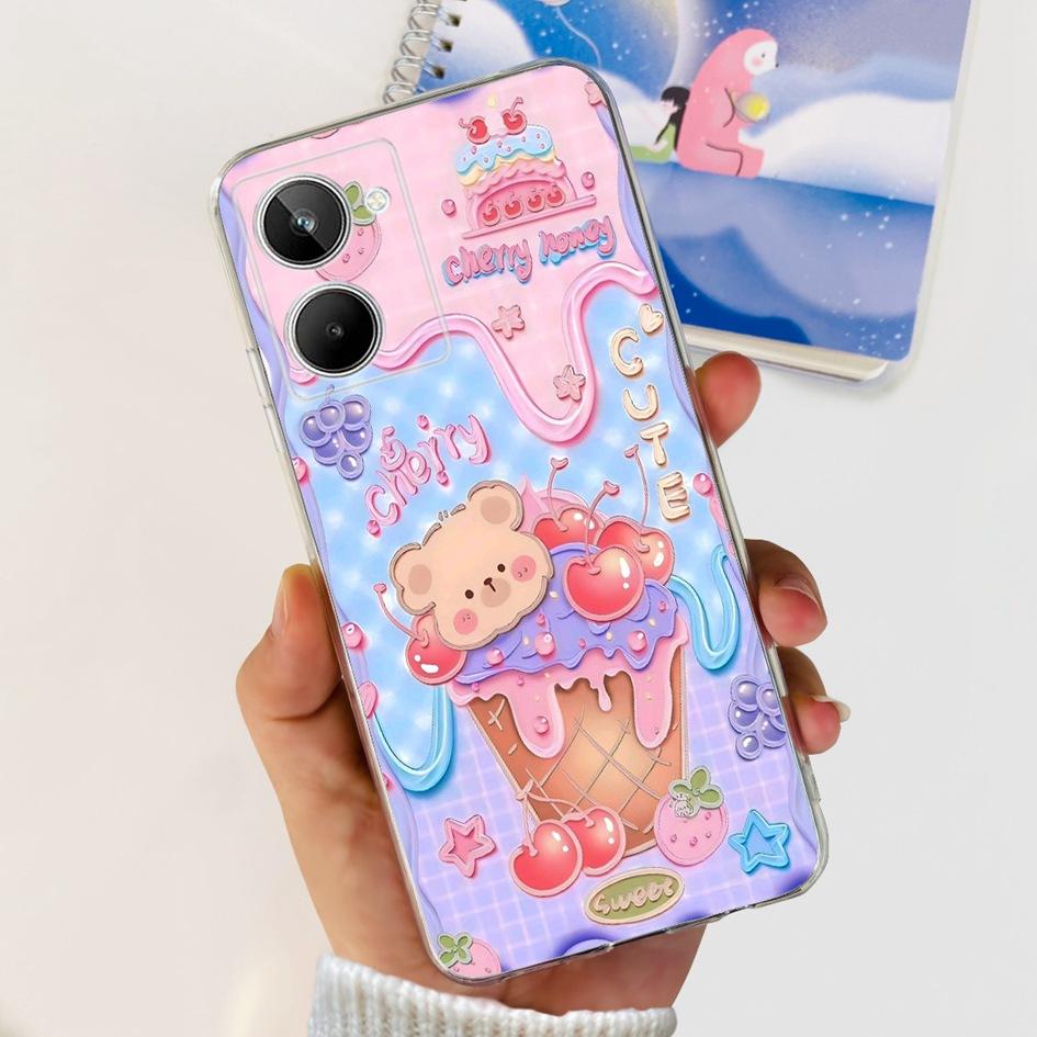 Чехол для Realme 10 RMX3630 Задняя крышка Милый мультяшный панда Тонкий мягкий прозрачный силиконовый чехол для телефона Для Realme 10 Pro Plus RMX3687 Capa