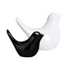 Creative White and Black Glossy Ceramic Birds Figurines Home Decorations Accessories Party (Pack of 2, Black & White)
