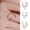 Korean Style Couple Ring Rhinestone Crescent Moon Ring Vintage Star Moon Opening Rings  Men