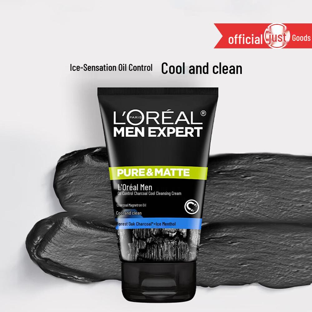 L'Oréal Men Очищающее средство с углем для контроля жирности 100 мл - Освежающий увлажняющий крем с вулканическим камнем