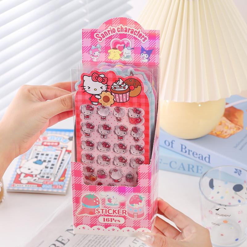 Аниме Sanrio Hello Kitty Kuromi Наклейки Cinnamoroll My Melody Мультяшные Мобильные Креативные Наклейки для Украшения Подарок на День Рождения Девочке 3D Безопасные для Детей