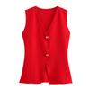 Women's Summer V Neck Vest Button-up Sleeveless Suit Jacket Waistcoat Casual Business Blazer Vest Top