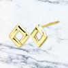 Серьги-гвоздики K10 из 10-каратного золота [Sears] для женщин, квадратные, se105-0019-yg