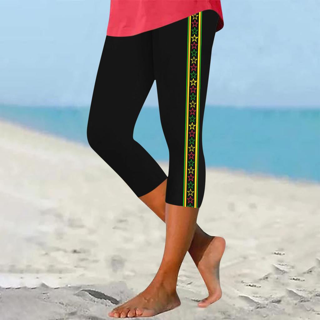 Leggings For Women, Cotton, Stretch, High Waisted, Womens Capris For Summer, Juneteenth Outfit