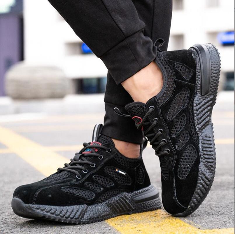 Summer Work Shoes with Protection Breathable Lightweight Safety ShoesSteel Toe Cap Working Male Construction Work Mesh Sneakers