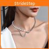 Stylish Titanium Steel Heart Shaped Necklace With Pearl For Fall Winter Accessories