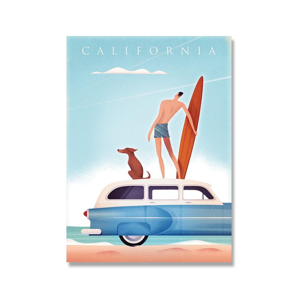 Винтажные всемирно известные достопримечательности, городские постеры и принты, Италия, Рим, Гавайи, холст, картина, настенная живопись для гостиной, домашний декор (с рамкой)