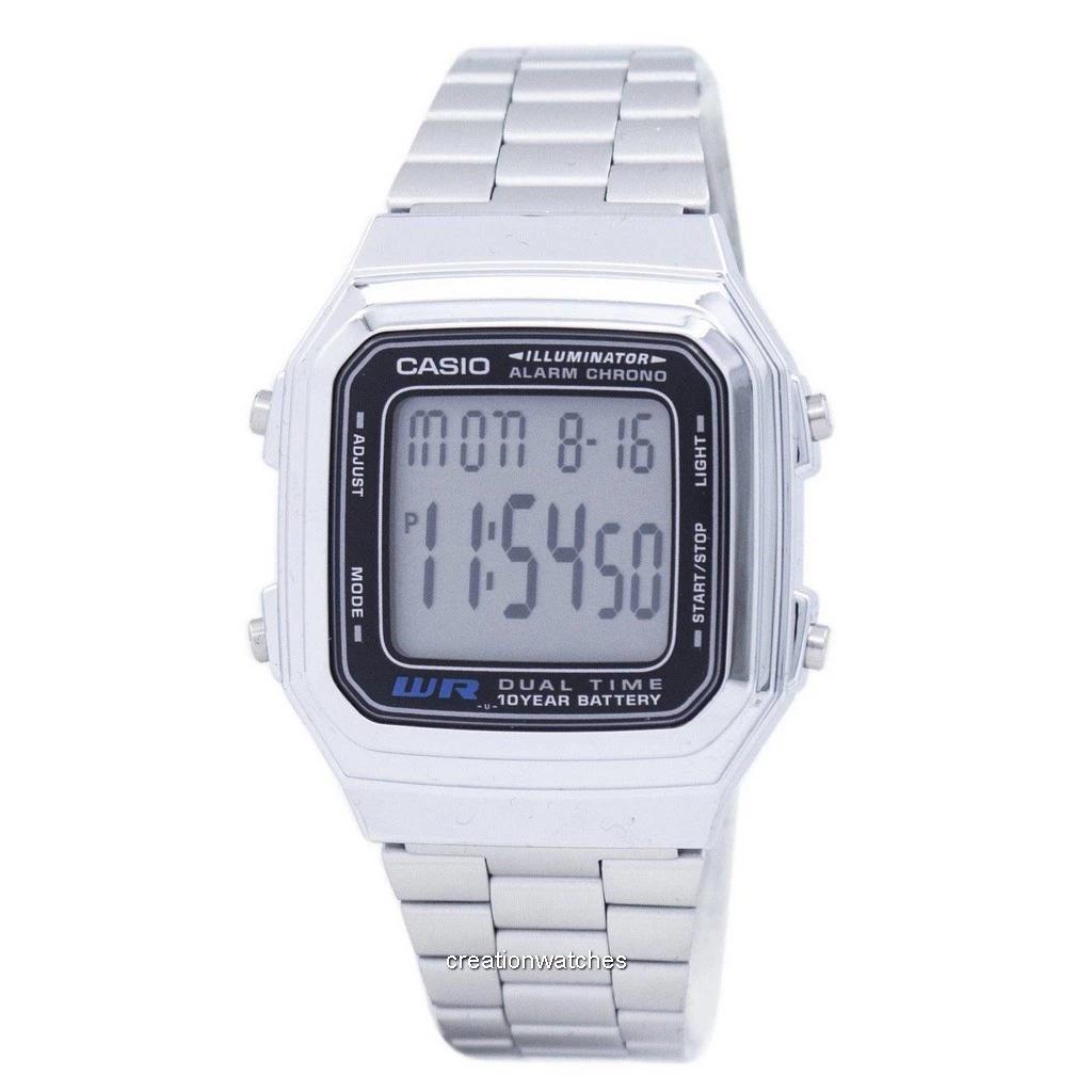 Casio Digital Stainless Steel Alarm Chrono Dual Time A178WA-1ADF A178WA-1A Мужские часы