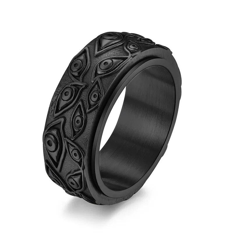 LETAPI панк винтажное кольцо с резными глазами для мужчин золотого, серебряного цвета ретро из нержавеющей стали вращающееся ювелирное изделие на безымянный палец