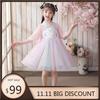Hanfu qiz Xitoycha uslubdagi mato yozgi ko'ylak Qadimgi Tang kostyumi super peri kostyumi kichkina qizaloq suv parisi malika yubkasi ichki kiyim