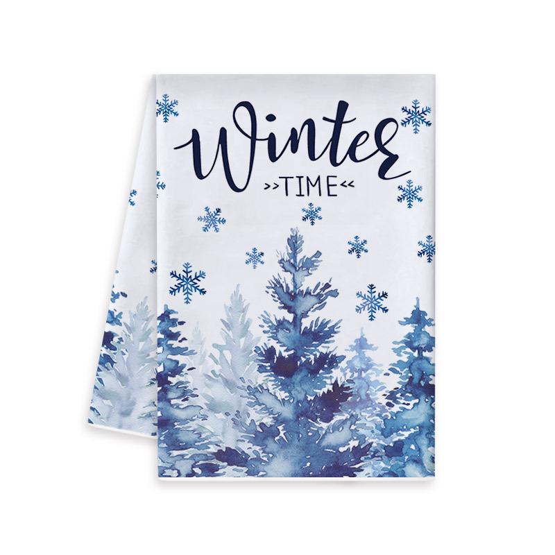 Blue Christmas Kitchen Towel & Dishcloth Combo Set