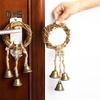 Door Knob Witch Bell Home Protection Handmade Hanging Brass Bell Rattan Wreath Witchcraft Door Hanger Wicca Wind Chime Decoration