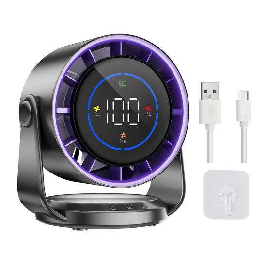 Air Cooling Fan Digital Display Strong Airflow 100 Speeds Adjustable Rechargeable Ultra Quiet Wall-Mounted Desk Fan