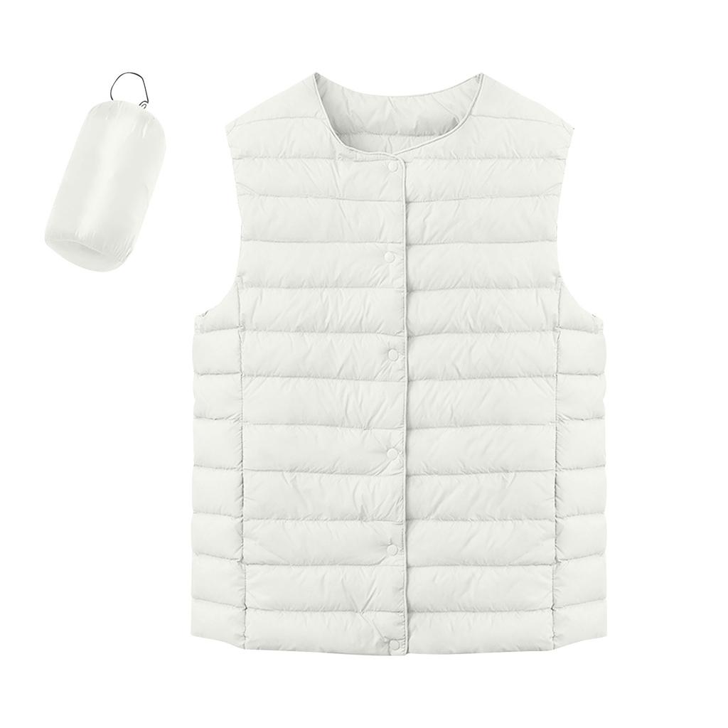 Женская легкая пуховая куртка, однотонная, жилет с карманами