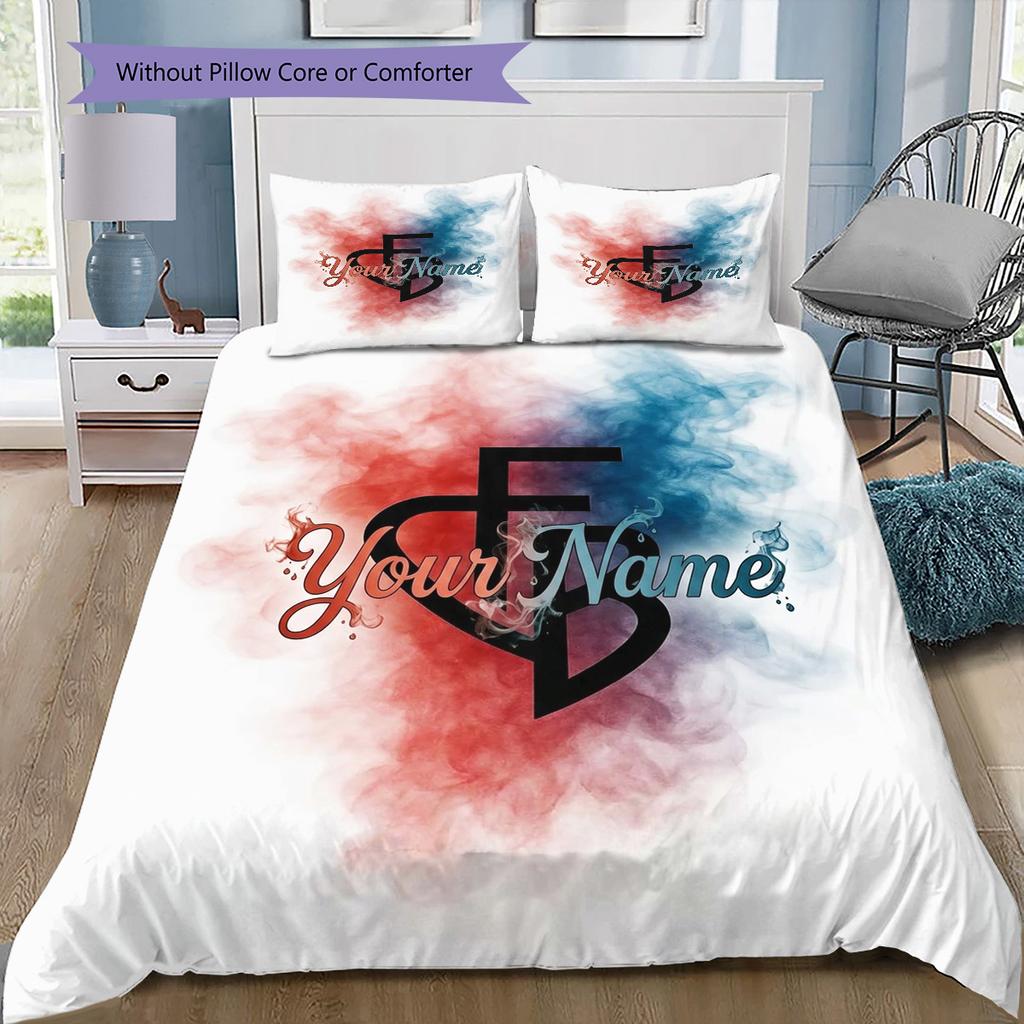 Fc Basel Crest Custom Name Pattern Bedding Quilt Set Quilt Cover Pillowcase Home Birthday Gift(1 * duvet cover + 2 * pillowcase, without core)
