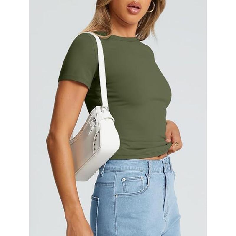 DAFIFY Женские модные повседневные летние весенние однотонные блузки и рубашки с короткими рукавами и круглым вырезом с принтом