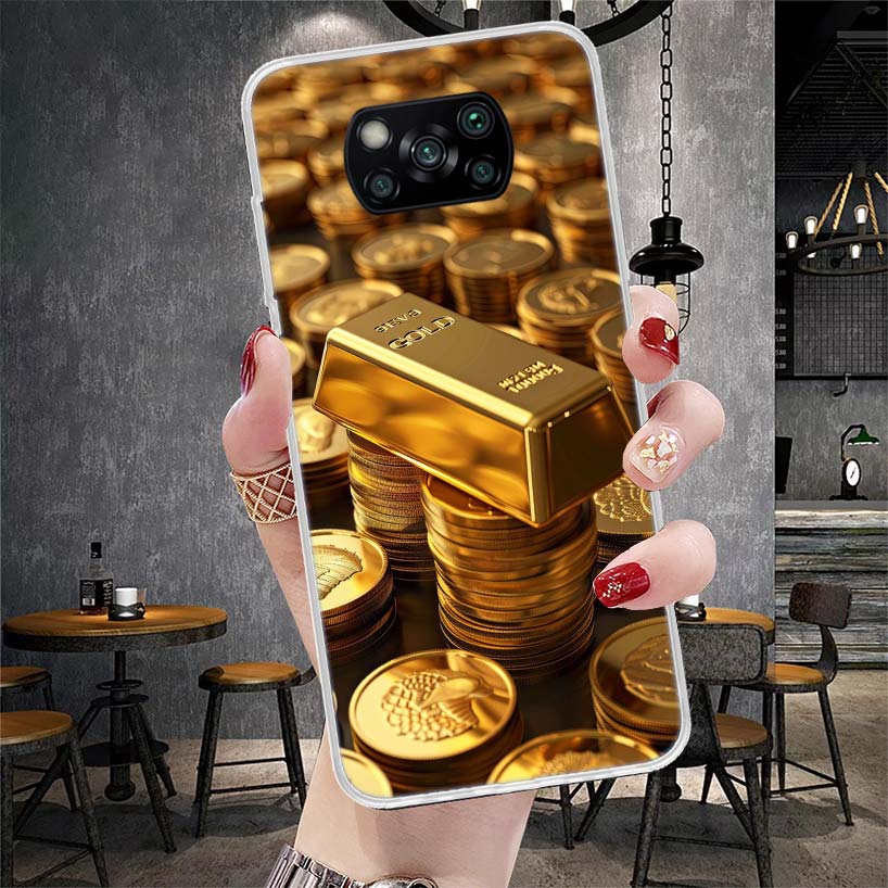 Мягкий чехол для телефона с принтом из тонкого золотого узора для Xiaomi Poco X3 X4 Nfc X5 X6 X7 F7 Ultra F5 F6 Pro F4 Gt F3 M6 M3 M4 M5S X7Pro Fun