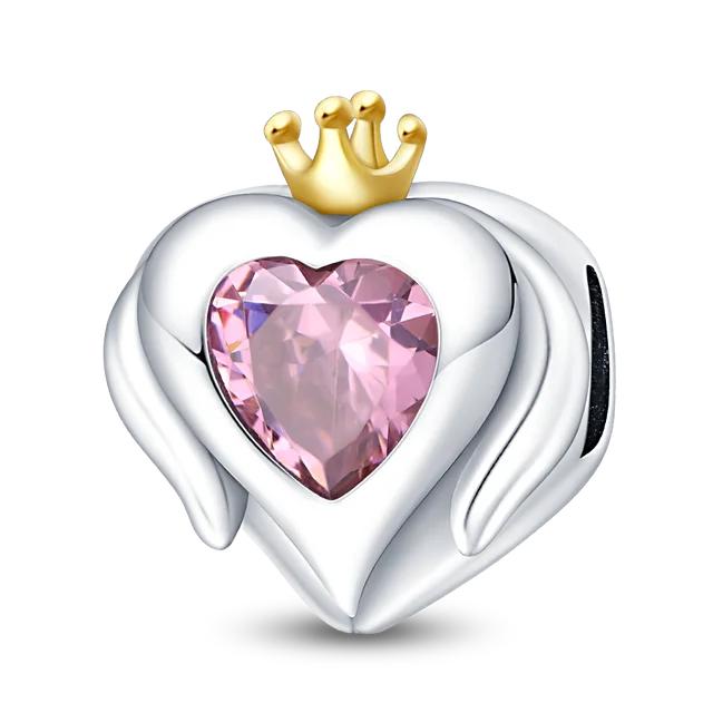 Розовый Шарм 100% Стерлингового Серебра 925 Пробы Сердце Любовь Милые Животные Коала Подвески Браслет DIY Изготовление Ювелирных Изделий