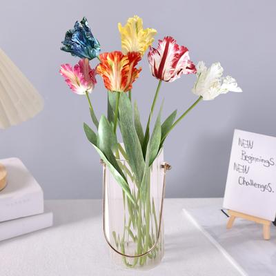 Искусственный тюльпан Реалистичный искусственный цветок с листьями Не требует ухода Искусственный тюльпан для домашнего декора Свадебная вечеринка Настольное украшение