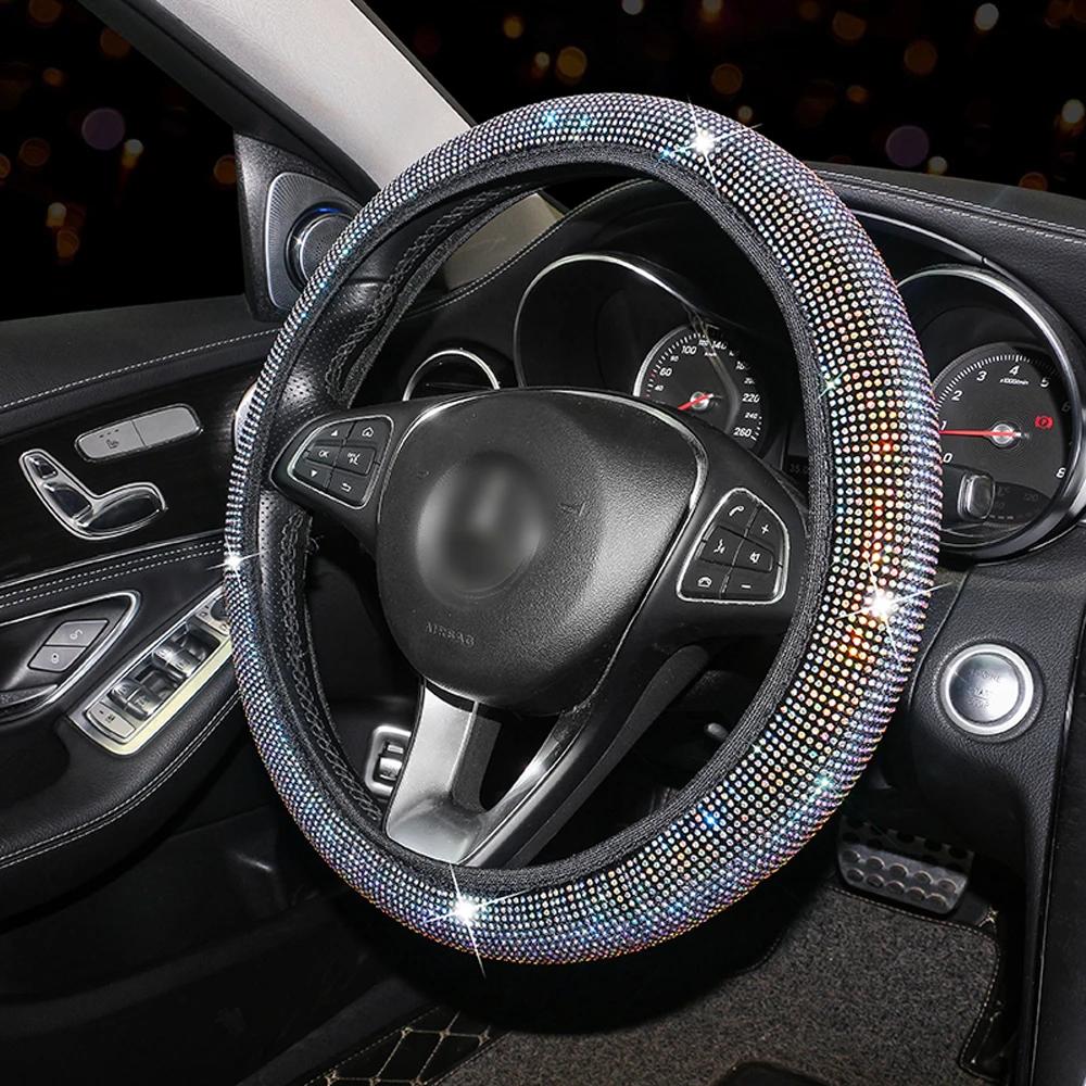 Universal Glitter Diamond Crystal Car Steering Wheel Cover Auto Decoration Auto Styling Car Bling Accessories Interior for Women