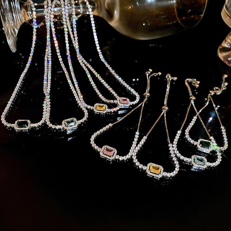 Роскошный браслет из циркона, модное женское квадратное ожерелье из циркона, регулируемый браслет, вечерние ювелирные изделия, подарки
