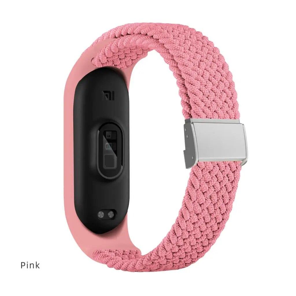 Тканый нейлоновый ремешок для Mi Band 8 7 6 Эластичный регулируемый нейлоновый браслет для Xiaomi Mi Band 4 3 5 6 7