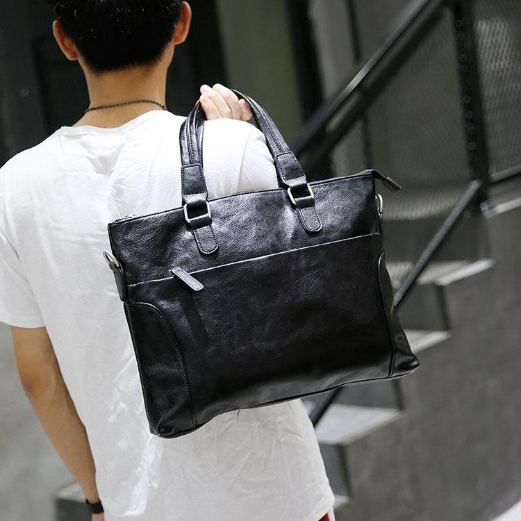 Мужская сумка, черная сумка через плечо, сумка из искусственной кожи, сумка для компьютера, простой деловой портфель