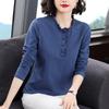 Women's Long-Sleeve Stand-Up Collar T-Shirts with Ruffled Collars, Loose Fit, Large Size - Perfect for Spring and Autumn
