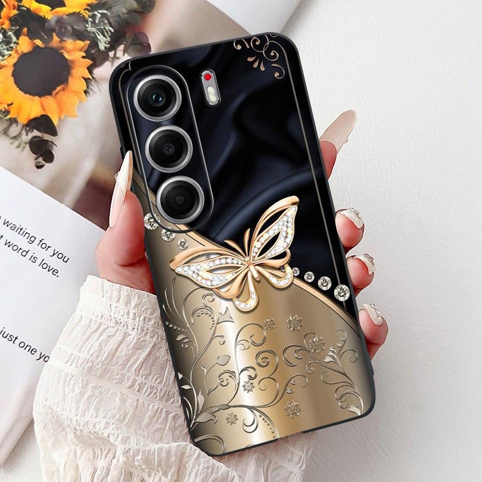 Чехол для телефона Tecno Camon 40 Pro 5G CM7 Camon40 40Pro Роскошный Бабочка Цветок Девичий 2D Печатный Корпус Мягкая Матовая ТПУ Задняя Крышка
