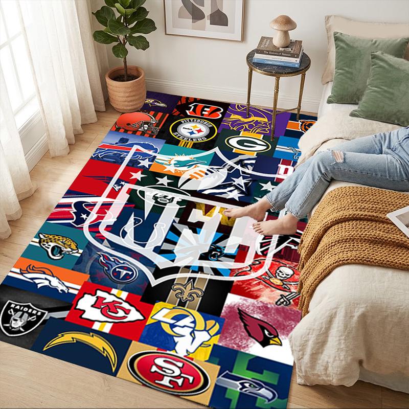Nfl Teams Living Room Nonslip Area Rug Soft Carpet For Bedroom Game Playroom Sofa Office Home Decor Doormat Christmas Gift C1021
