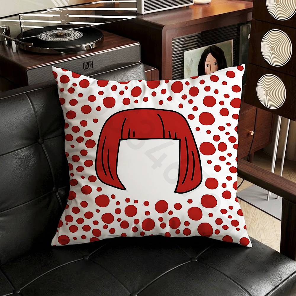 YYayoi Art KKusama Pillow Case Square DoubleSided Printing Short Plush Sofa Cushion Cover Bedroom Bedside Pillow