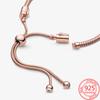 Genuine 925 Sterling Silver Moments Four Style Snake -Shaped Chain Sliding Bracelet Leather Bracelet Wedding Party Girl Jewelry