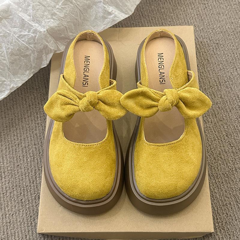 Полушлепанцы с толстой подошвой и бантом, женская уличная обувь, новинка весна-лето 2025, сандалии Мэри Джейн на одном ремешке