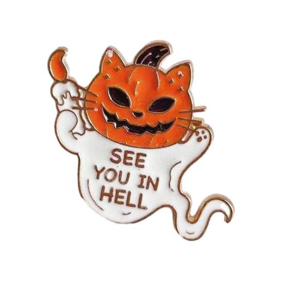Halloween Cartoon Ghost Brooch, Spooky Pumpkin Tombstone Lapel Pin, Clothes Backpack Bag Decoration Accessories, Holiday Party Gift