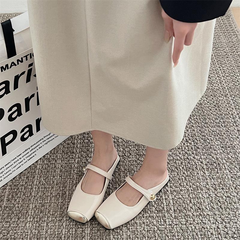 Баотоу полутапочки волшебный летний волшебный ветер вечерний бриз темперамент плоская мягкая подошва ленивые туфли квадратная голова туфли Мюллер одиночные туфли