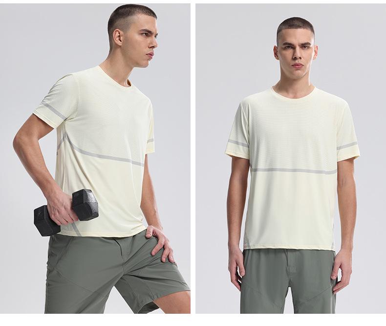 Мужская спортивная футболка из ледяного шелка с быстрым высыханием - Дышащая, с коротким рукавом, для летнего бега и тренировок
