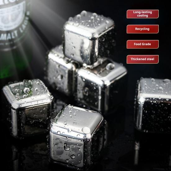 Набор кубиков льда из нержавеющей стали, многоразовые охлаждающие камни для вина, виски, пищевой современный дизайн, барная вечеринка