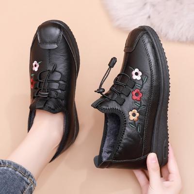 Старые пекинские тканевые туфли женские зимние туфли для среднего и пожилого возраста с бархатом, теплые, с мягкой подошвой, водонепроницаемые и нескользящие, хлопковые туфли для пожилых