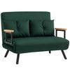 4-in-1 Velvet-Feel Double Sofa Bed, with Pillows - Green