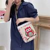 Cartoon Crossbody Bag Women Outgoing Canvas Bag Double Face Laser Embroidered Large Capacity Bag